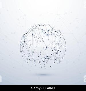 Plexus data visualisation. Complex chemical node connection. Internet concept. Wireframe network structure. Vector illustration Stock Vector