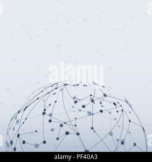 Chemistry molecular connection. Internet technology communication. Plexus mesh structure. Abstract science background. Vector illustration Stock Vector