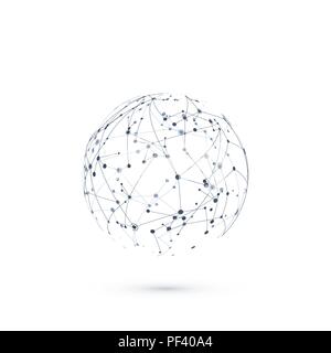 Network global structure. Chemistry molecular connection. Nodes and lines. Vector illustration Stock Vector