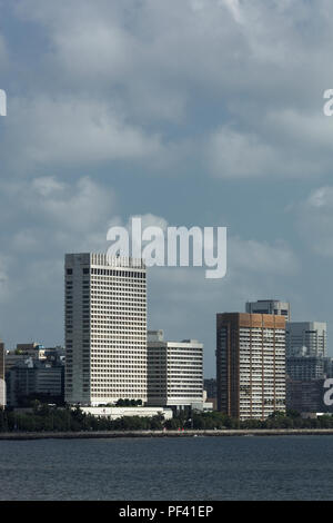 View of Nariman Point skyline from Marine Drive, Mumbai, Maharashtra, India. Stock Photo