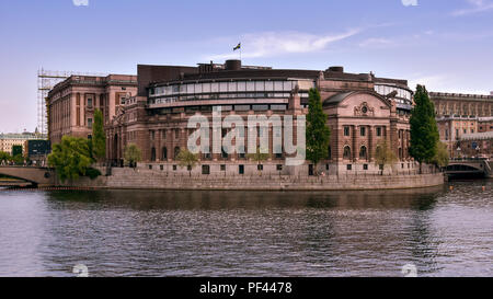 West view of the Riksdagshuset, Sweden's Parliament House - Stockholm, Sweden Stock Photo
