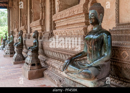 Beautiful Buddha statues in the Ho Pha Keo temple in Vientiane, Laos Stock Photo