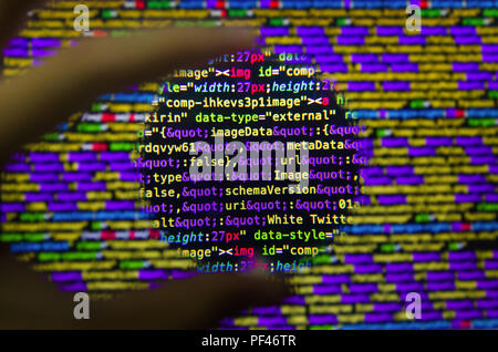 Desktop source code and technology background, Developer or programer with coding and programming, Wallpaper by Computer language and source code, Com Stock Photo
