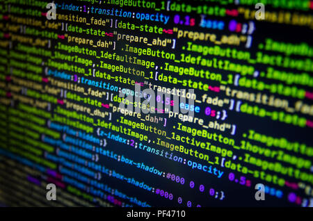 Desktop source code and technology background, Developer or programer with coding and programming, Wallpaper by Computer language and source code, Com Stock Photo