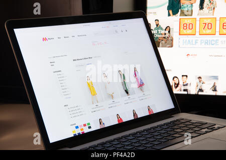 Milan, Italy - August 15, 2018: Myntra website homepage. Myntra logo visible. Stock Photo