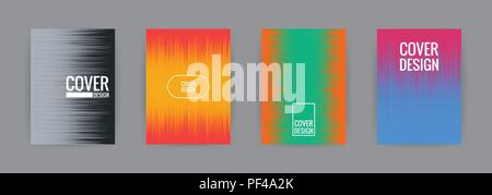 Set of cover background design template vector illustration. Colorful halftone gradient effect gray, black, red, yellow, green, orange, hot pink and b Stock Vector