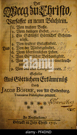 jakob Jacob Boehme antike original buecher schriften Mystiker, Philosoph Theosoph Stock Photo