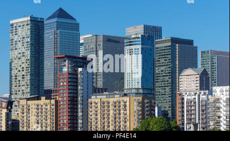 Skyscrapers and residential buildings in Canary Wharf, London United ...