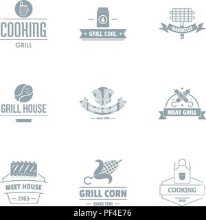 Meal house logo set, simple style Stock Vector