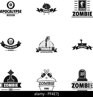 Zombie way logo set, simple style Stock Vector