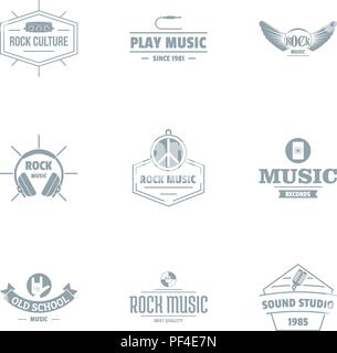Rock euphony logo set, simple style Stock Vector