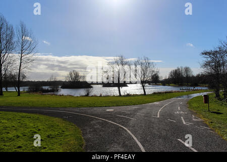 Paths converge at Craigavon Lakes, Craigavon, County Armagh, N.Ireland. Stock Photo