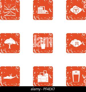 Fabrication icons set, grunge style Stock Vector