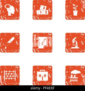 Child mind icons set, grunge style Stock Vector