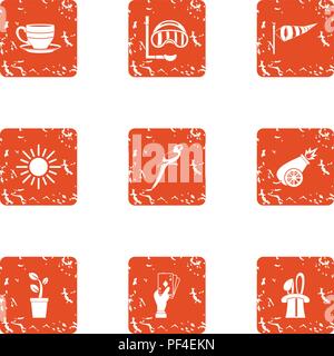 Witchcraft icons set, grunge style Stock Vector