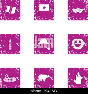 Vietnam war icons set, grunge style Stock Vector