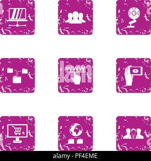 Interactive icons set, grunge style Stock Vector