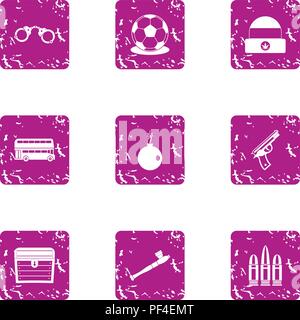 Prison sport icons set, grunge style Stock Vector