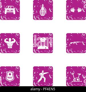 Men day icons set, grunge style Stock Vector