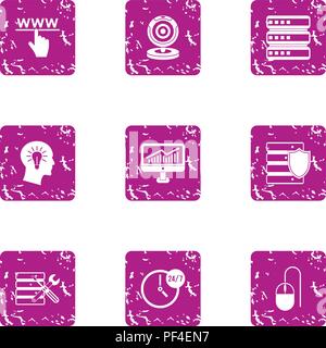 Dialog icons set, grunge style Stock Vector