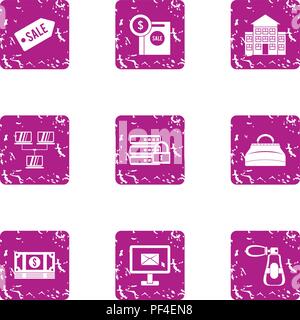 Money dialog icons set, grunge style Stock Vector