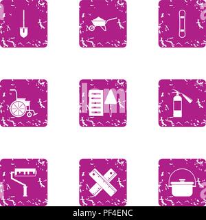 Colouration icons set, grunge style Stock Vector