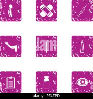 Sport carcass icons set, grunge style Stock Vector