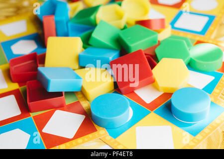 close up children's educational toys, colorful shapes Stock Photo