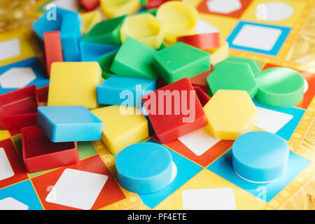 close up children's educational toys, colorful shapes Stock Photo