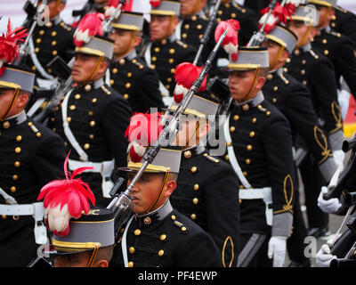 Peruvian Army regiment marching on the traditional military parade for ...