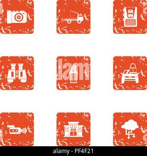 Sustain icons set, grunge style Stock Vector