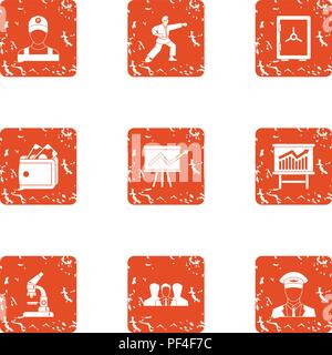 Elevated level icons set, grunge style Stock Vector
