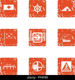 Limit icons set, grunge style Stock Vector