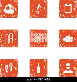 Produce the disease icons set, grunge style Stock Vector