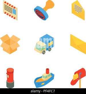 Prompt delivery icons set, isometric style Stock Vector