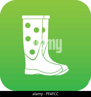 Rubber boots icon digital green Stock Vector