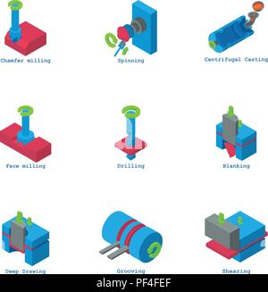 Pipeline icons set, isometric style Stock Vector