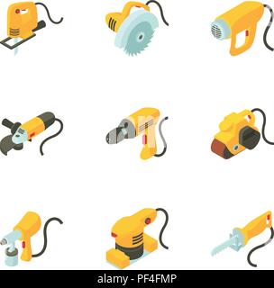 Toolkit icons set, isometric style Stock Vector
