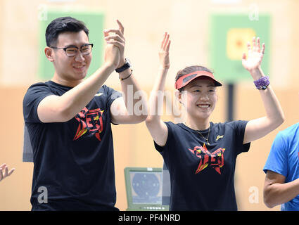 Palembang. 19th Aug, 2018. Wu Jiayu (L)/Ji Xiaojing of China pose for ...