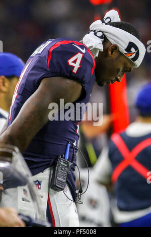 August 18, 2018: Houston Texans quarterback Joe Webb (5) during the  preseason NFL football game between the Houston Texans and the San  Francisco 49ers at NRG Stadium in Houston, TX. John Glaser/CSM