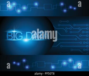 Big data concept and Network connection system, electronic blue background and online banner,Vector illustration. Stock Vector