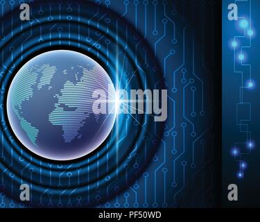 World network connection concept,electronic blue background and online banner.Vector illustration Stock Vector