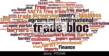 Trade bloc word cloud concept. Vector illustration Stock Vector