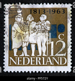 Used franked Nederland Netherlands Stamp, Brown 12c Twelve Cent 1813-1963