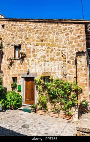 Within the beautiful hilltop village of Civita di Bagnoregio, a town in the Province of Viterbo in central Italy. Stock Photo