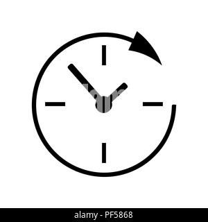 Service and support for customers around the clock and 24 hours. Vector. Filled black icon at white background. Isolated. Stock Vector