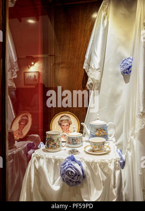 Princess Diana Memorabilias, Welsh Tea House Ty Te Caerdydd, interior, Gaiman, The Welsh Settlement, Chubut Province, Patagonia, Argentina Stock Photo