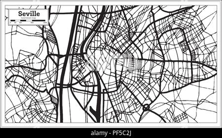 Seville Spain City Map in Retro Style. Outline Map. Vector Illustration. Stock Vector