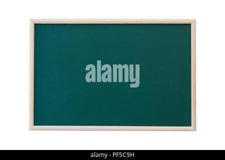Empty green chalkboard with wooden frame isolated on white background. copy space for your text Stock Photo