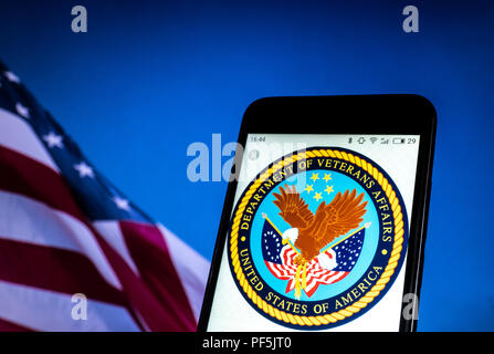 KIEV, UKRAINE - Aug. 19, 2018: Seal of United States Department of Veterans Affairs seen displayed on smart phone. Stock Photo